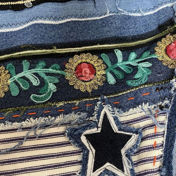 Upcycled Flannel Shirt Shacket Womens XL Betty Boop Grunge Patchwork Folk Art - Picture 14 of 16